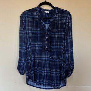 Westport Navy Plaid Blouse
